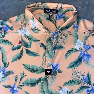Bad Birdie Mens Golf Polo Shirt Flora Fiesta Floral Short Sleeve Sz M NWT Gift